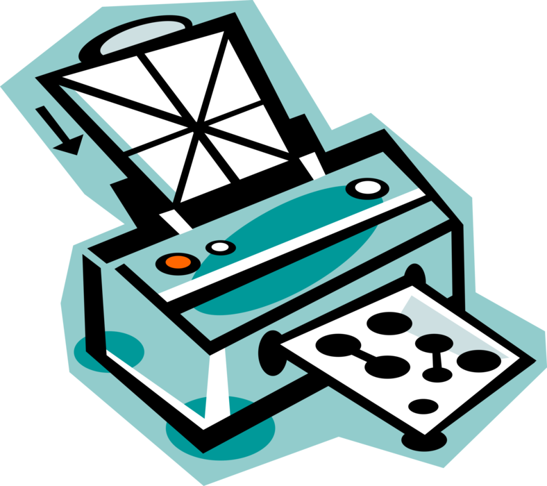 Vector Illustration of Computer Printer Peripheral Document Printing Device