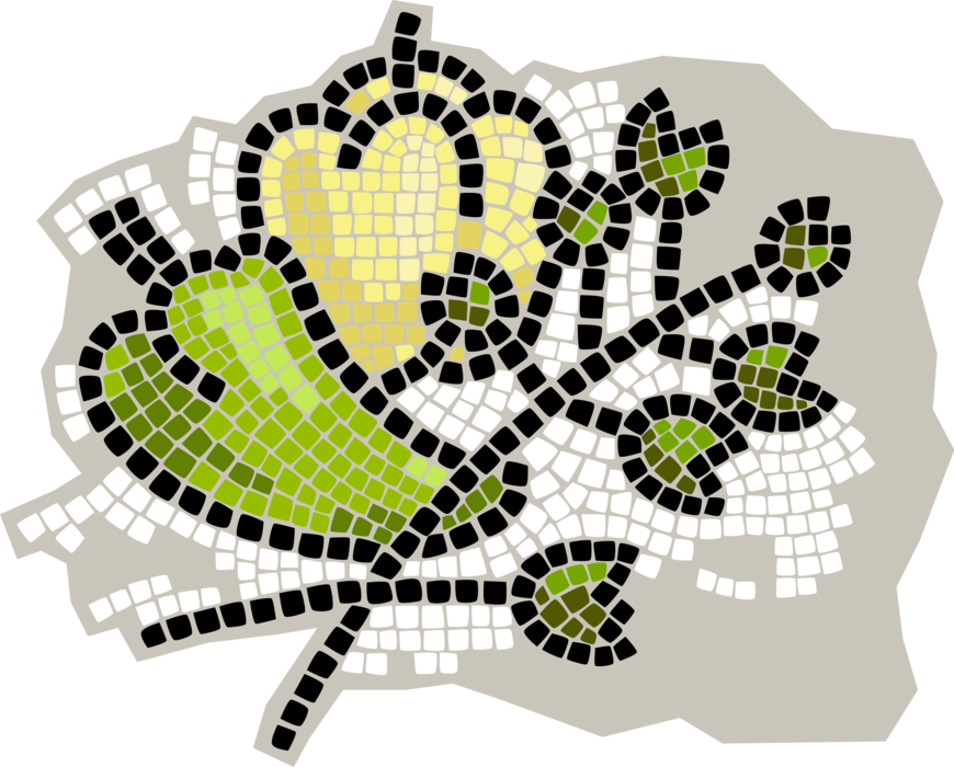 Vector Illustration of Decorative Mosaic Green Pepper Capsicum Bell Pepper