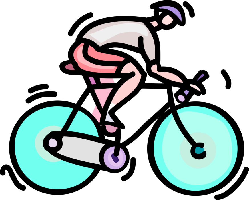 Vector Illustration of Cyclist Rides in Bicycle Race