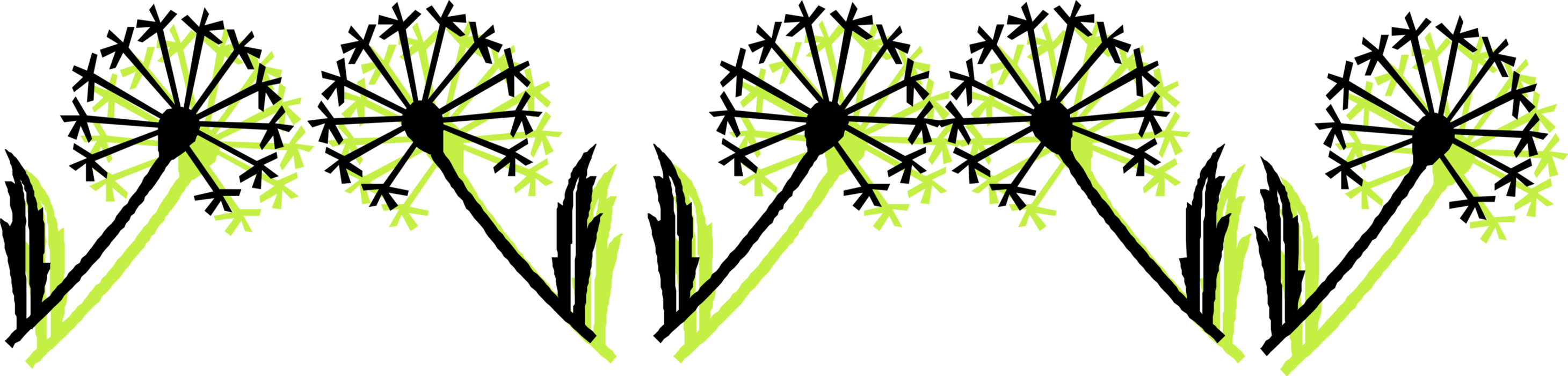 Vector Illustration of Flowering Dandelion Seeds Blowing in the Wind