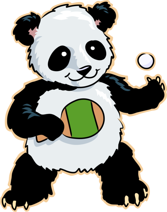 Vector Illustration of Chinese Giant Panda Bear Endangered Species Bear Plays Table Tennis Ping Pong