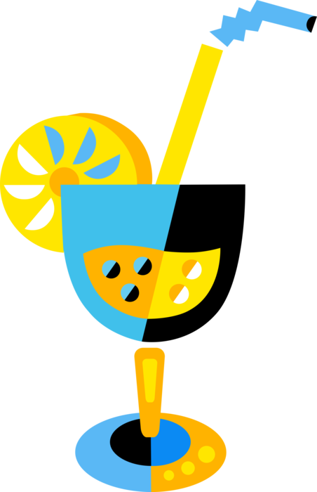 Vector Illustration of Cocktail Drink Alcohol Beverage with Lemon