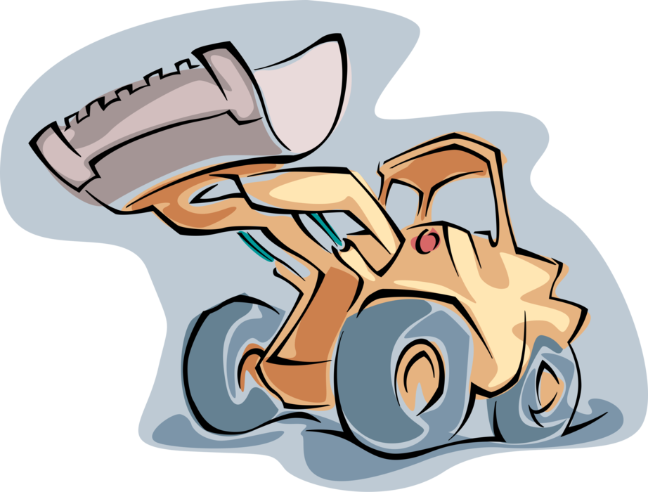 Vector Illustration of Construction Industry Heavy Machinery Equipment Excavator Front End Loader