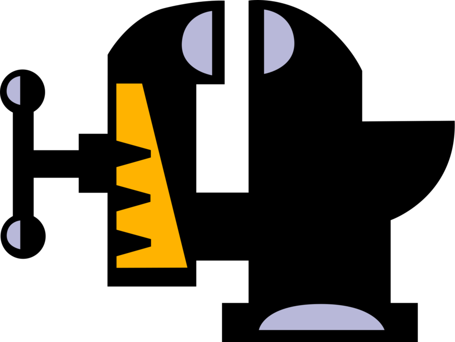 Vector Illustration of Workbench Vise or Vice with Two Parallel Jaws Secure Objects