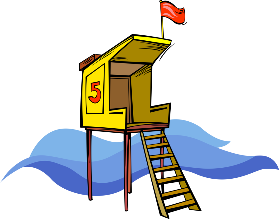 Vector Illustration of Lifeguard Tower to Watch and Supervise Swimmers and Prevent Drownings