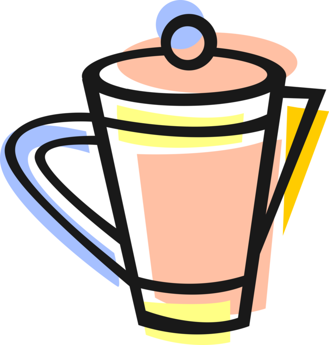 Vector Illustration of Coffee Pot Brews Fresh Coffee