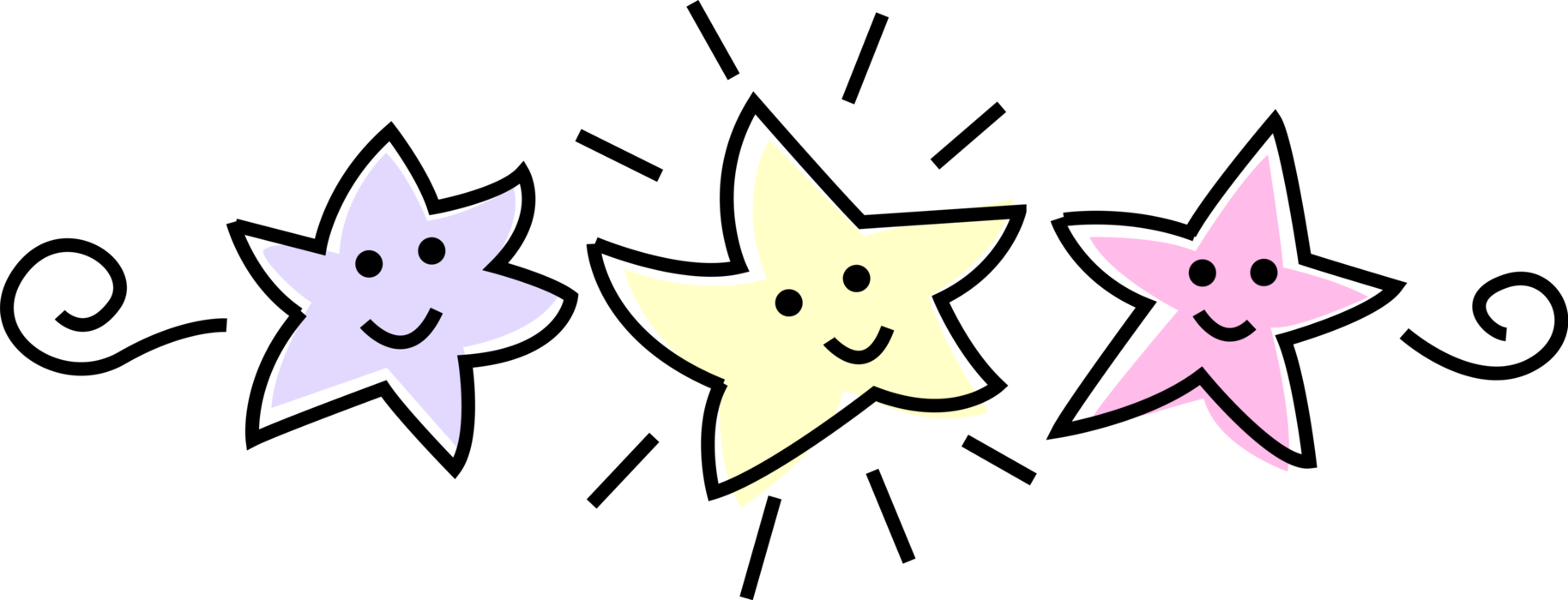 Vector Illustration of Anthropomorphic Happy Stars