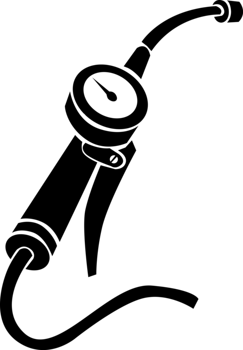 Vector Illustration of Compressed Air Pump with Air Pressure Gauge