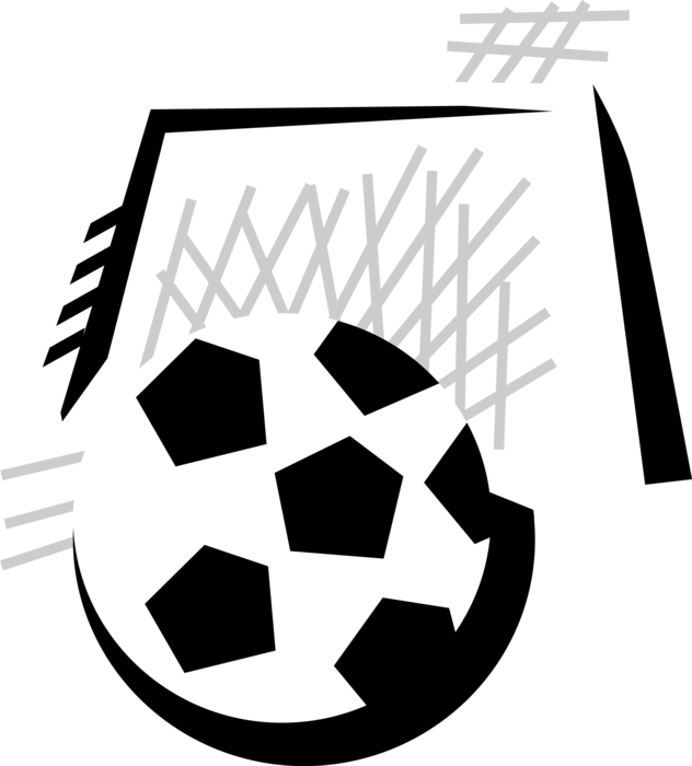 Vector Illustration of Sport of Soccer Football Game Sports Ball with Goal Net