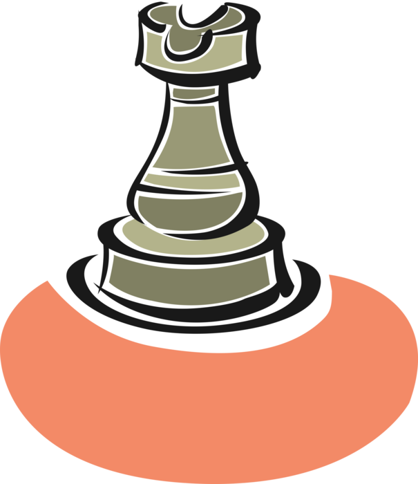 Vector Illustration of Chess Piece Fortified European Rook Castle Structure from Middle Ages