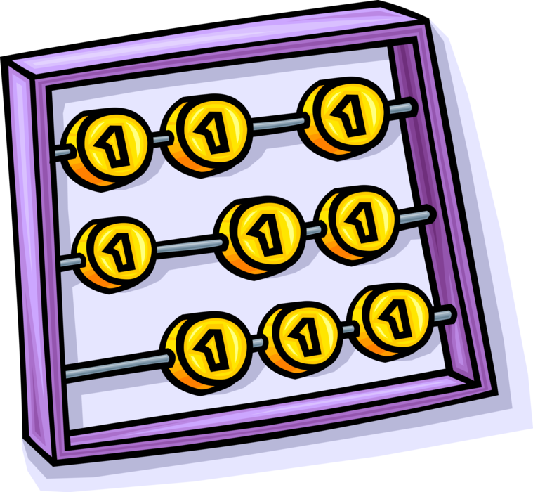 Vector Illustration of Abacus Counting Bead Frame Calculating Tool