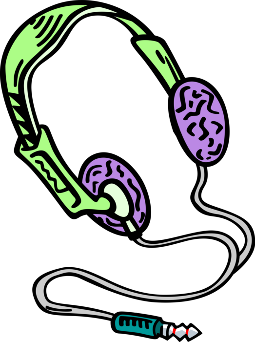 Vector Illustration of Listening Device Headphones Earspeakers or Earphones