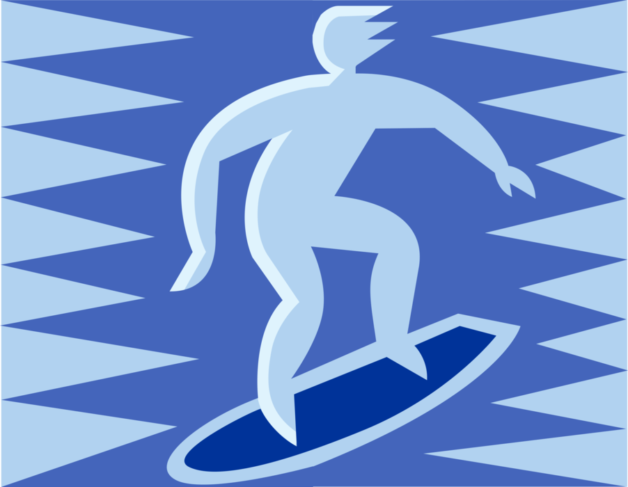 Vector Illustration of Surfer Surfing on Water with Surfboard