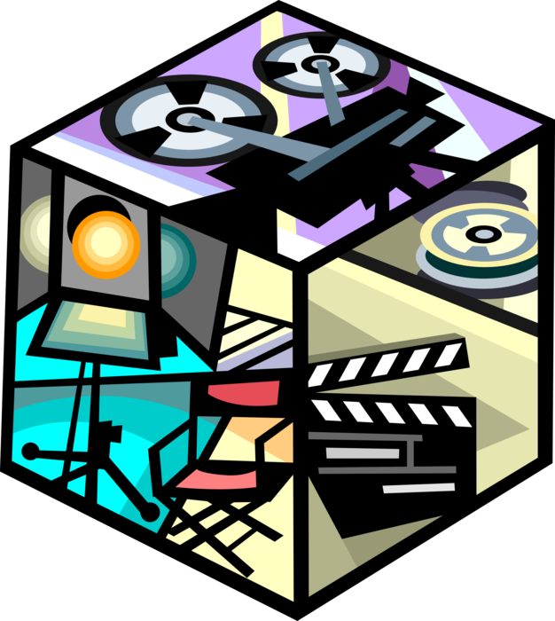 Vector Illustration of Hollywood Motion Picture Industry Movie and Film Production