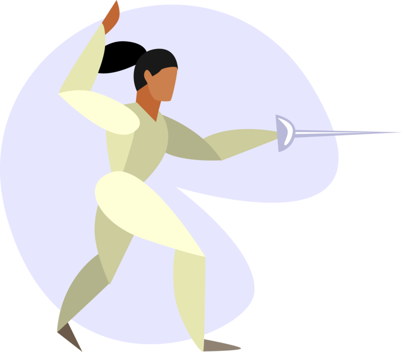 Vector Illustration of Fencing with Sword Foil in Competition