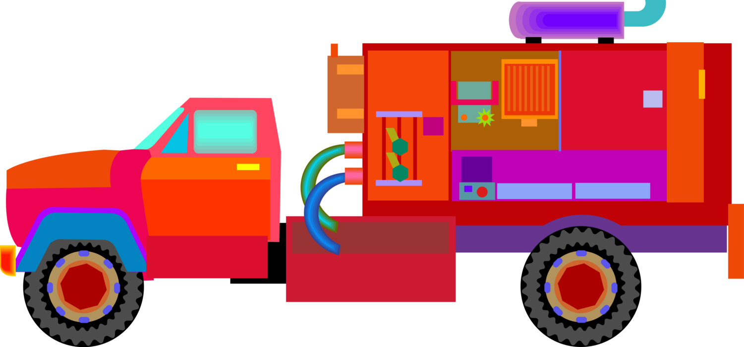 Vector Illustration of Fire Engine or Fire Truck Vehicle Designed for Firefighting Operations and Emergency Services