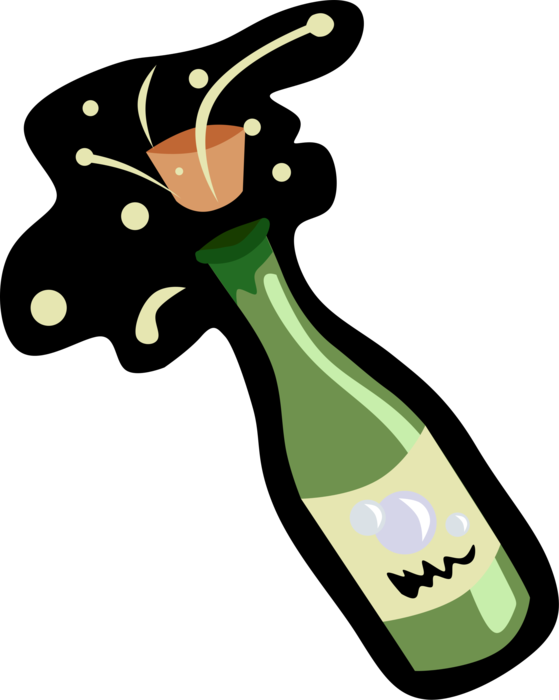 Vector Illustration of Champagne Alcohol Beverage Cork Popping