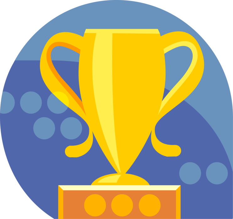 Vector Illustration of Winner's Trophy Cup Prize Award Recognizes Specific Achievement or Evidence of Merit