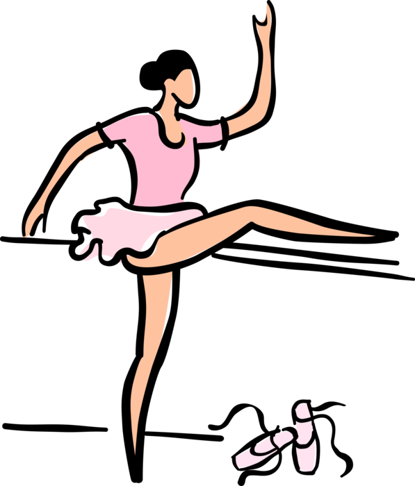 Vector Illustration of Ballerina Stretching Exercise for Ballet Performance