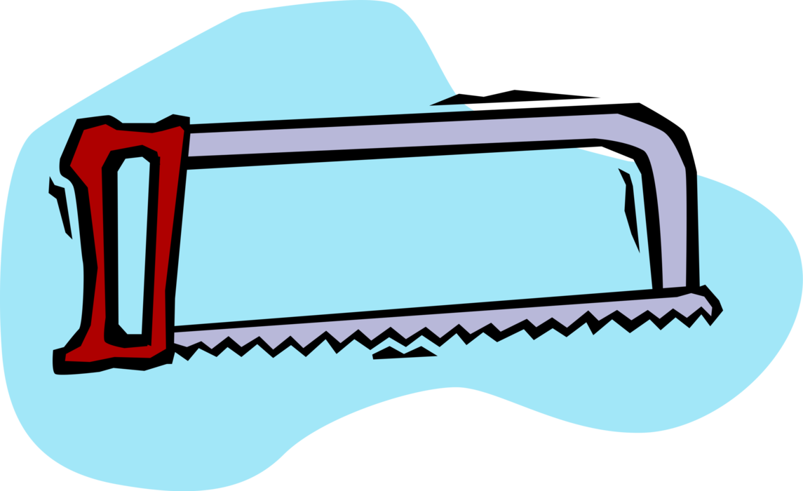 Vector Illustration of Fine-Toothed Metal Cutting Hacksaw Saw Tool