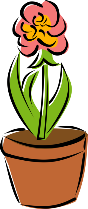 Vector Illustration of Potted Flower Plant