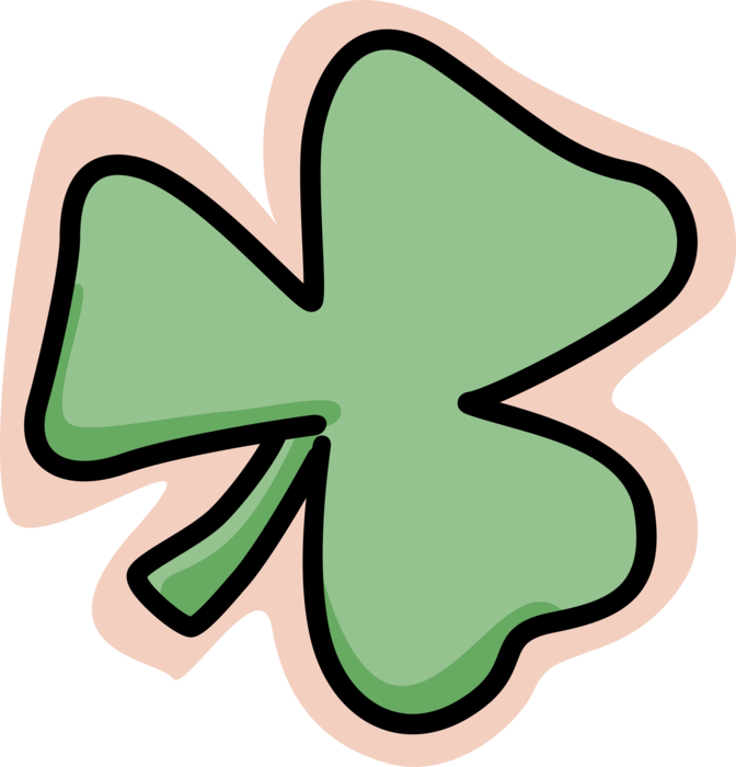 Vector Illustration of St Patrick's Day Four-Leaf Clover Irish Shamrock Brings, Faith, Hope, Love, and Good Luck