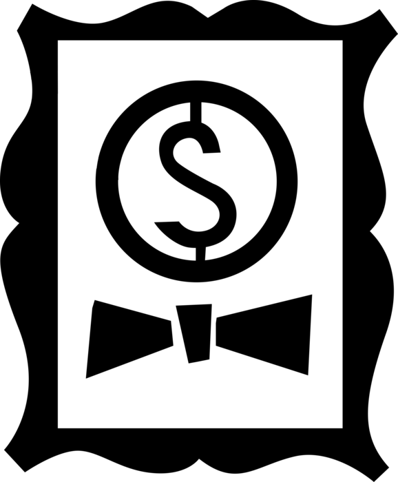 Vector Illustration of Financial Concept Framed Portrait Picture with Cash Money Dollar Sign 