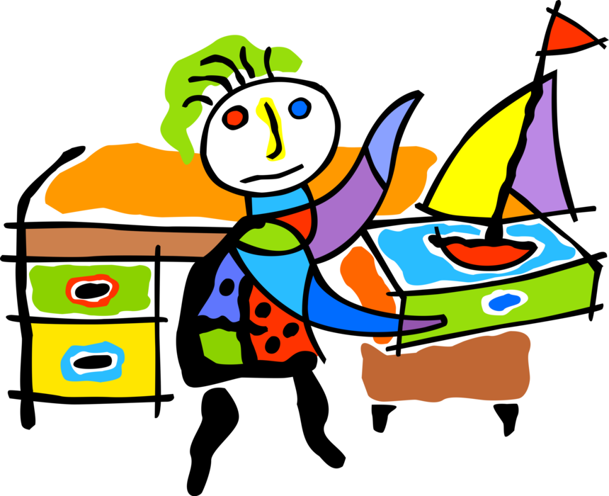 Vector Illustration of Daydreaming at Office Desk of Sailing with Sailboat Vector Illustration of Daydreaming at Office Desk of Sailing with Sailboat