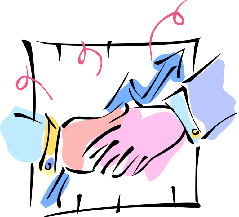 Vector Illustration of Business Success and Achievement Congratulations Shaking Hands
