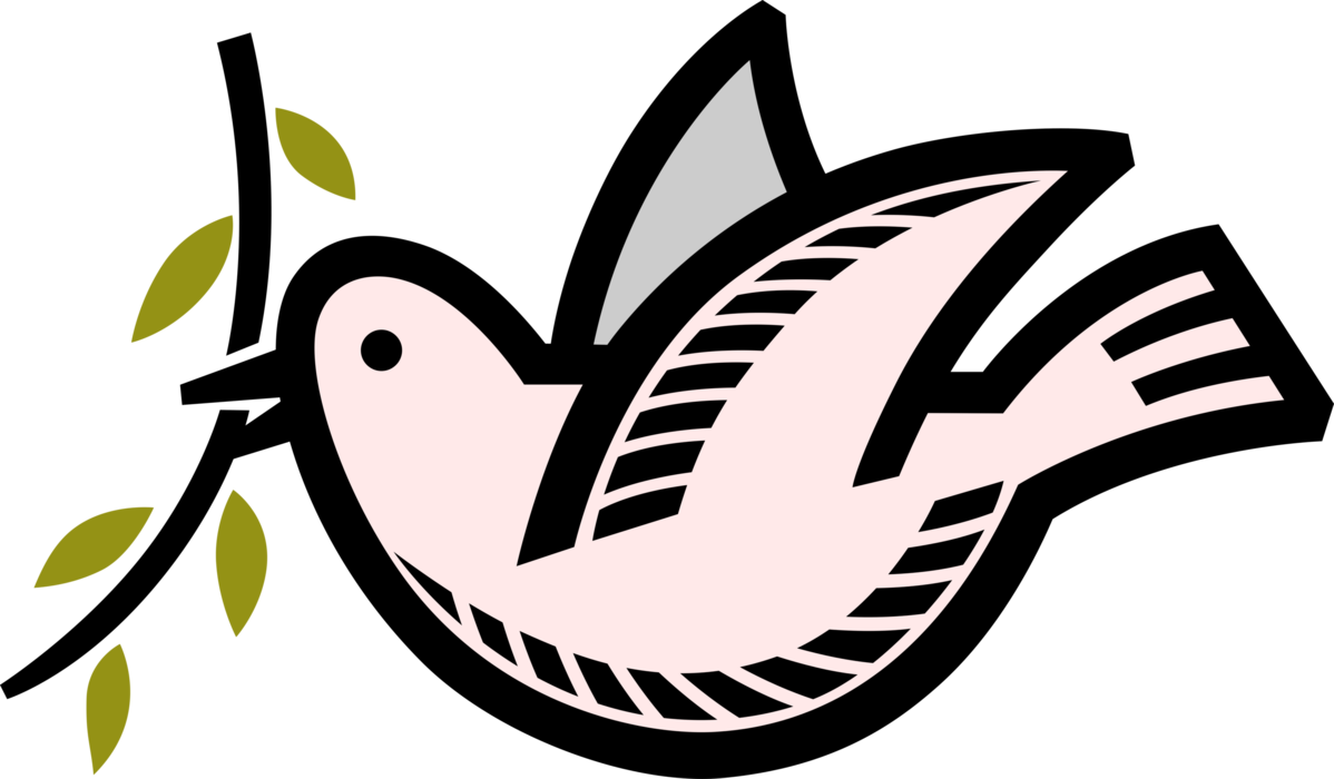 Vector Illustration of Dove of Peace Bird Secular Symbol with Olive Branch