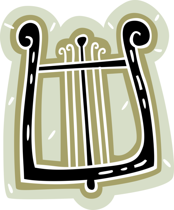 Vector Illustration of Harp Stringed Musical Instrument from Antiquities