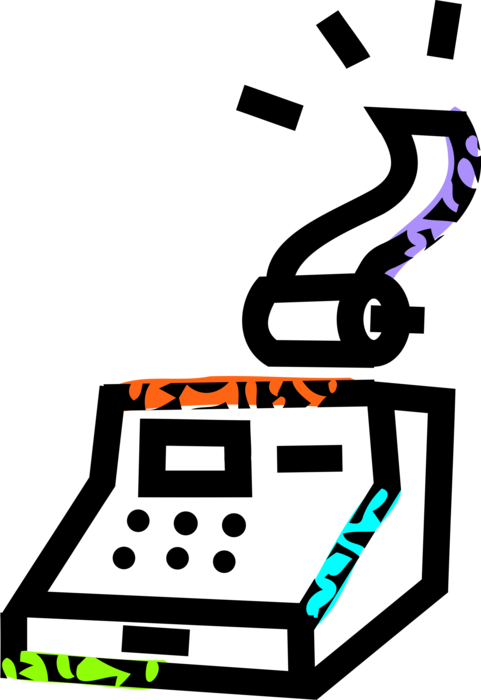 Vector Illustration of Cash Register for Registering and Calculating Retail Sales Transactions