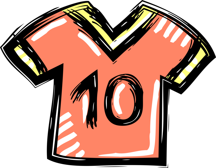 Vector Illustration of Sports Team Jersey Sweater or Shirt Garment with Player Number