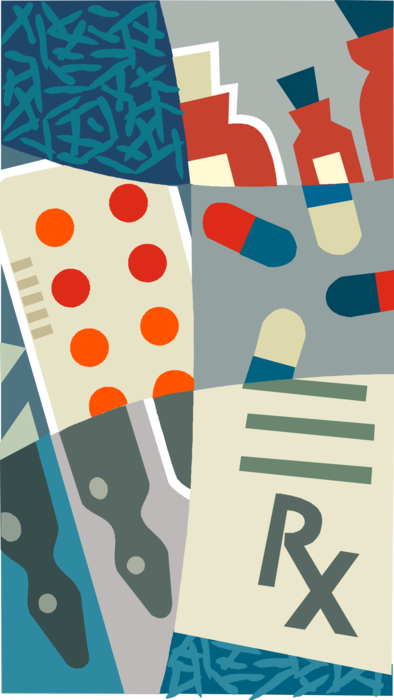 Vector Illustration of Pharmacy Prescription Medication Pills and Medicine