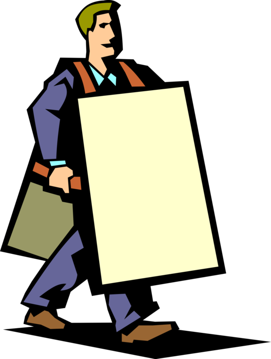 Vector Illustration of Businessman with Sandwich Board Advertisement