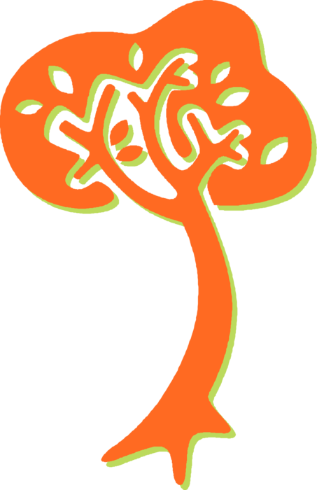 Vector Illustration of Deciduous Forest Tree Trunk and Foliage Leaves