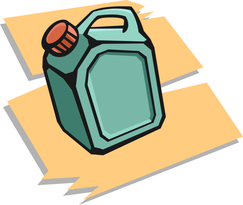 Vector Illustration of Gasoline Jerry Can Container for Transferring, Storing, and Dispensing Oil Based Liquids