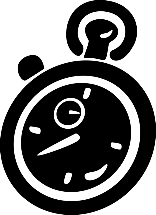 Vector Illustration of Stopwatch Handheld Timepiece Measures Elapsed Time