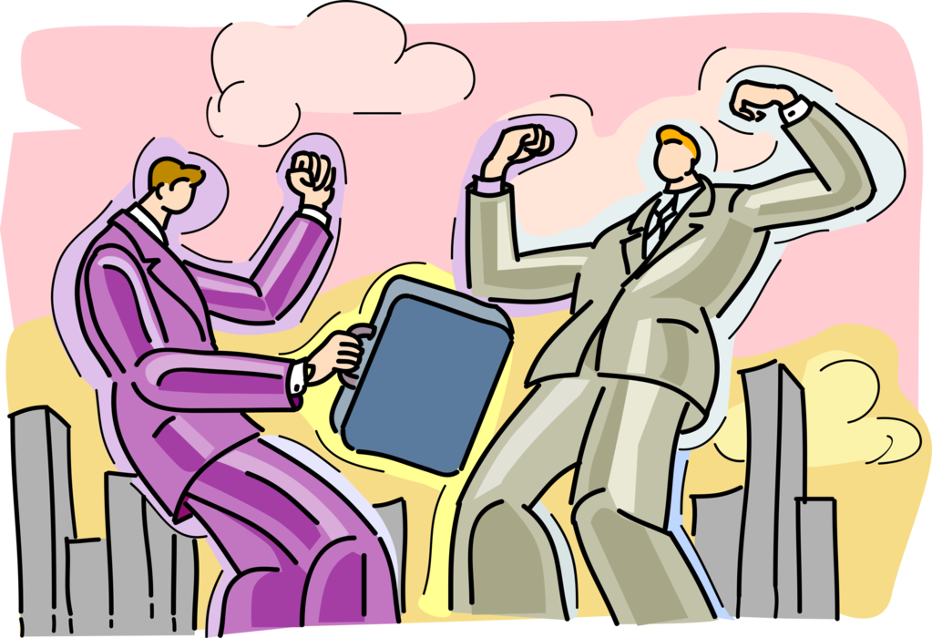 Vector Illustration of Competing Businessmen Argue in Disagreement