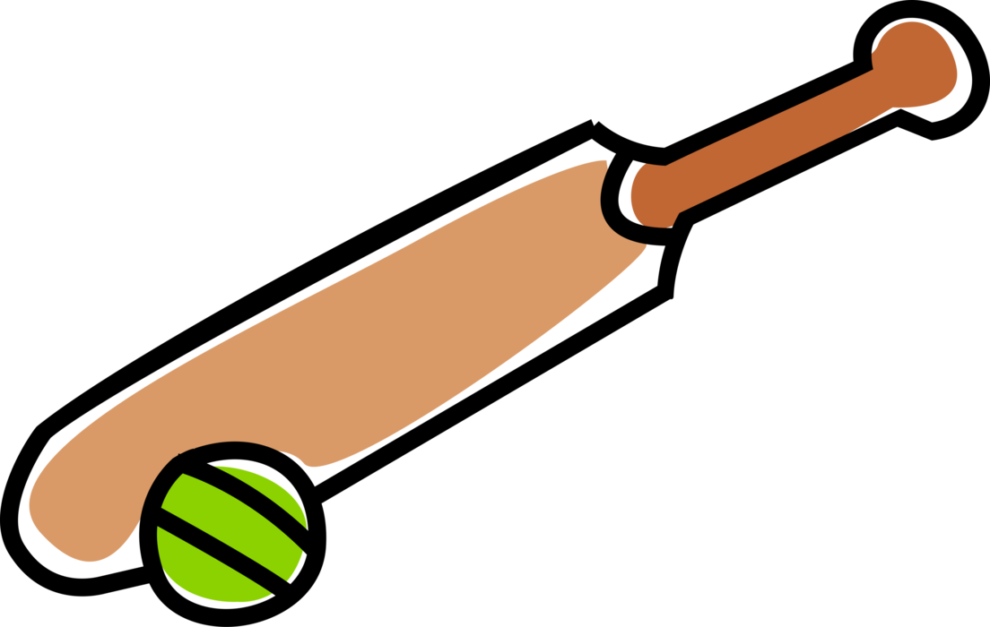 Vector Illustration of Sport of Cricket Bat and Ball