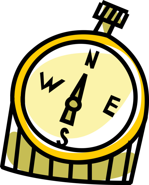 Vector Illustration of Magnetic Compass for Navigation and Finding Direction Points to "Magnetic North"