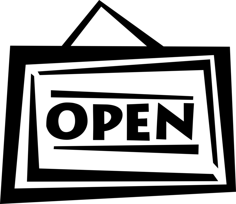 Vector Illustration of Retail Merchandising Open Sign