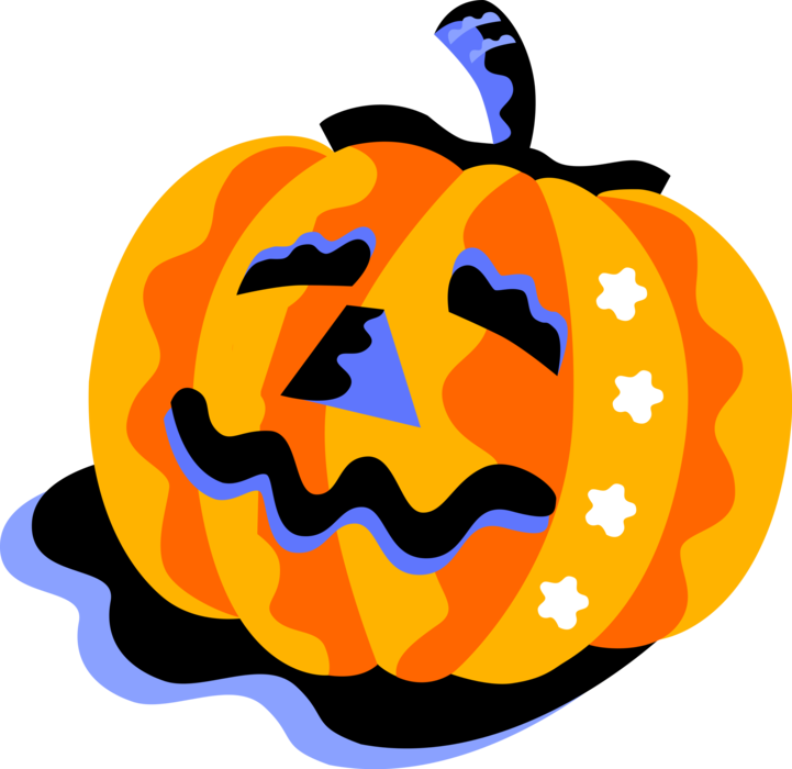 Vector Illustration of Halloween Trick or Treat Jack-o'-Lantern Carved Pumpkin