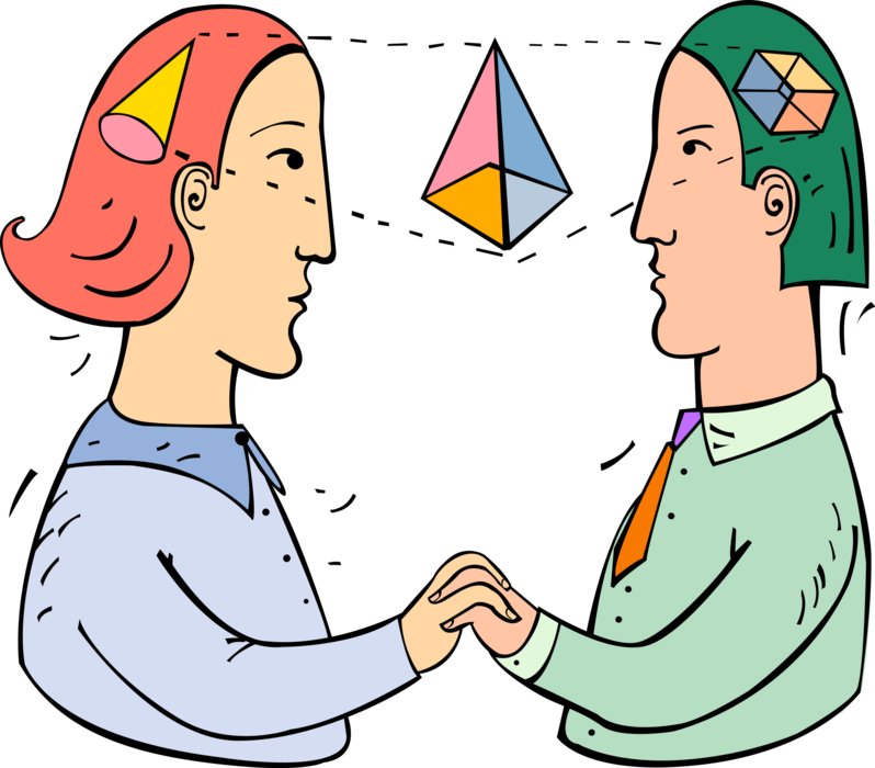 Vector Illustration of Opposites Attract Personality Type and Relationships
