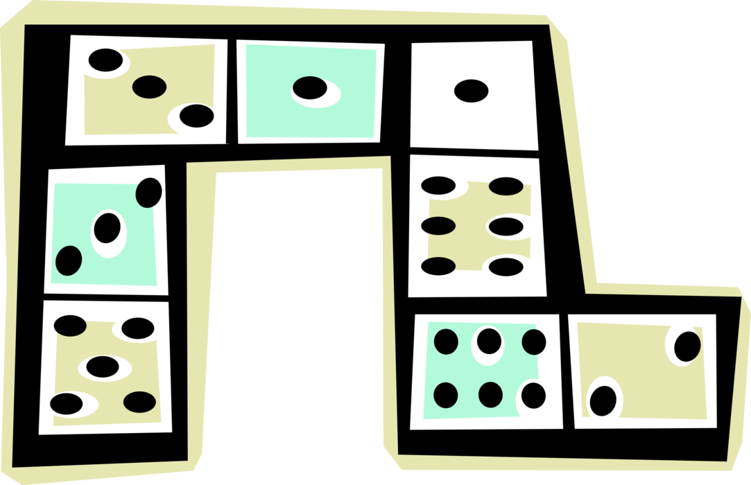 Vector Illustration of Dominoes Dominos Game Played with Rectangular Domino Tiles