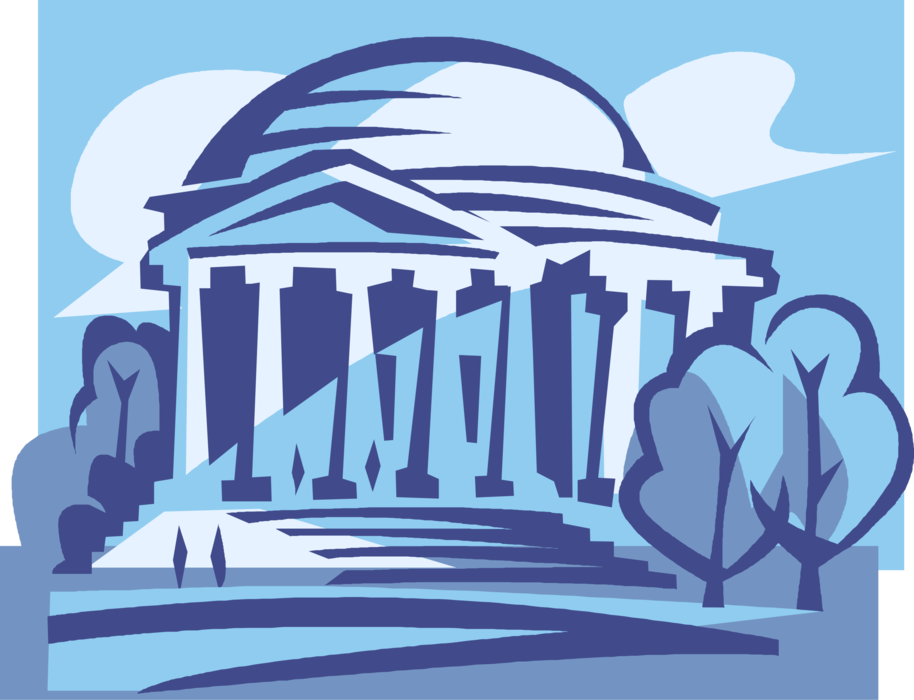 Vector Illustration of Founding Father Thomas Jefferson Presidential Memorial in Washington D.C., USA