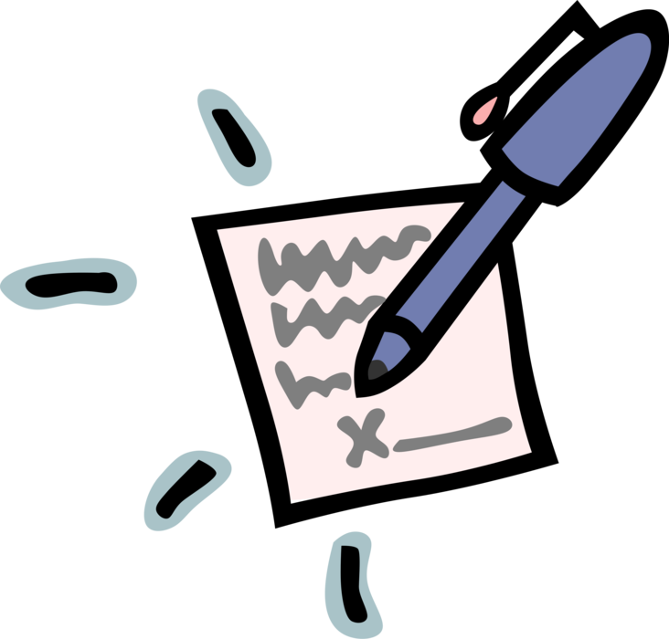 Vector Illustration of Pen Writing Instrument and Paper