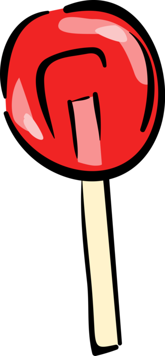 Vector Illustration of Halloween Candy Apple Covered in Hard Toffee or Sugar Candy Coating on Stick Handle