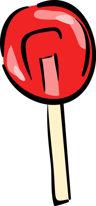 Vector Illustration of Halloween Candy Apple Covered in Hard Toffee or Sugar Candy Coating on Stick Handle