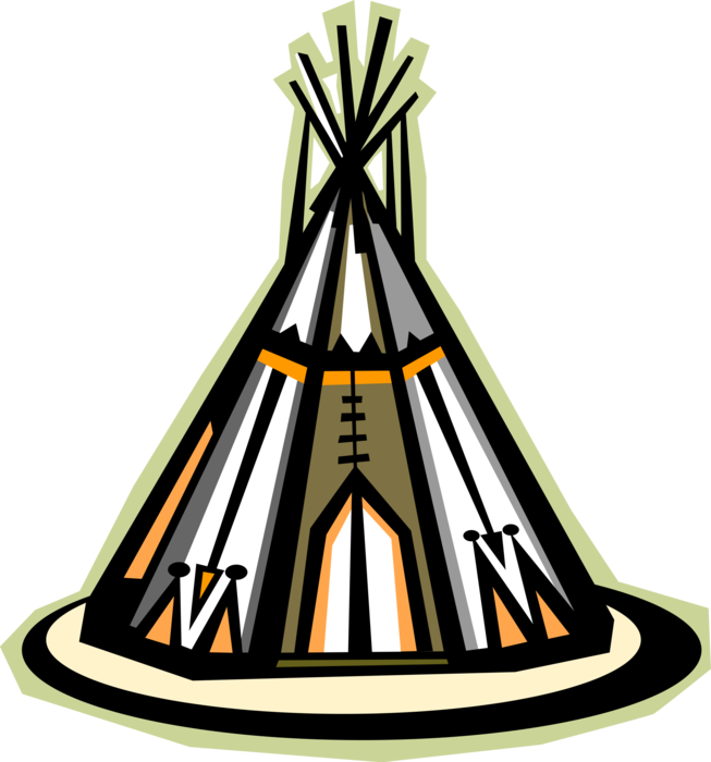 Vector Illustration of North American Indigenous Indian Traditional Teepee Tent Dwelling
